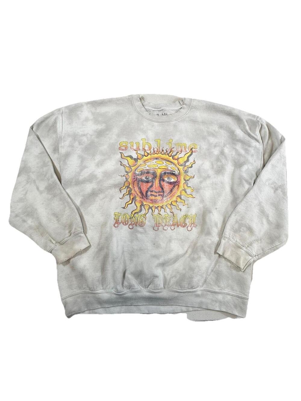 Sublime Band Graphic Crewneck Fleece Pullover Sweatshirt White Gray S/M
